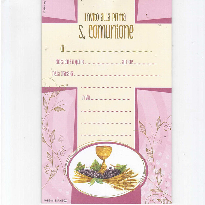 Inviti Prima Comunione - Design Floreale Con Angioletto, 20 Pezzi Con Buste - Foto 2