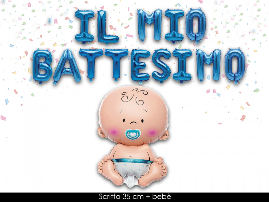 KIT PALLONCINI IL MIO BATTESIMO CELESTE ROSA