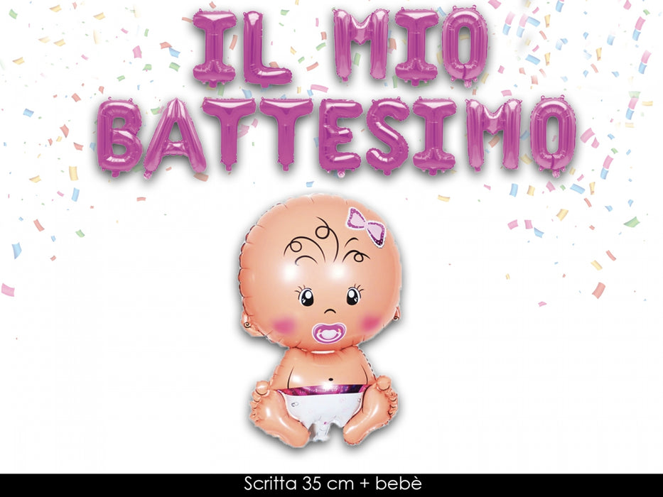KIT PALLONCINI IL MIO BATTESIMO CELESTE ROSA