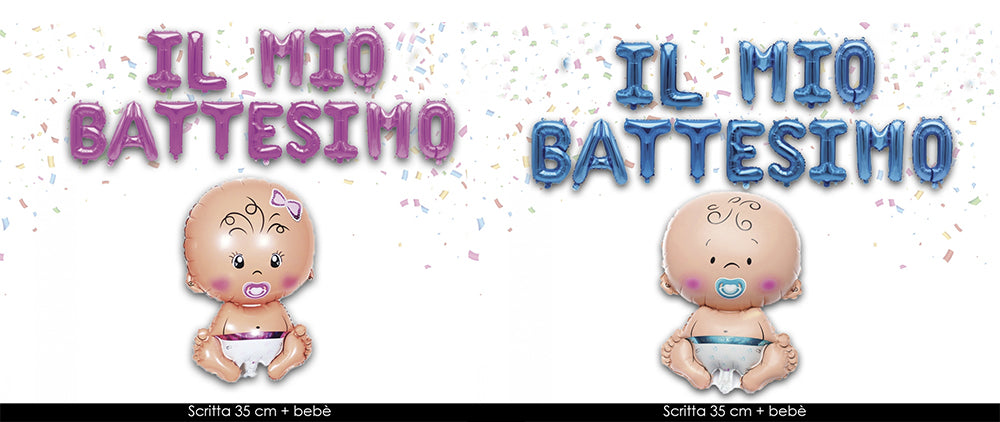 KIT PALLONCINI IL MIO BATTESIMO CELESTE ROSA