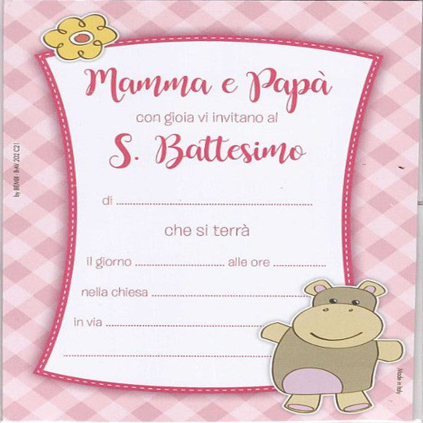20 INVITI MAMMA E PAPA' BATTESIMO ROSA