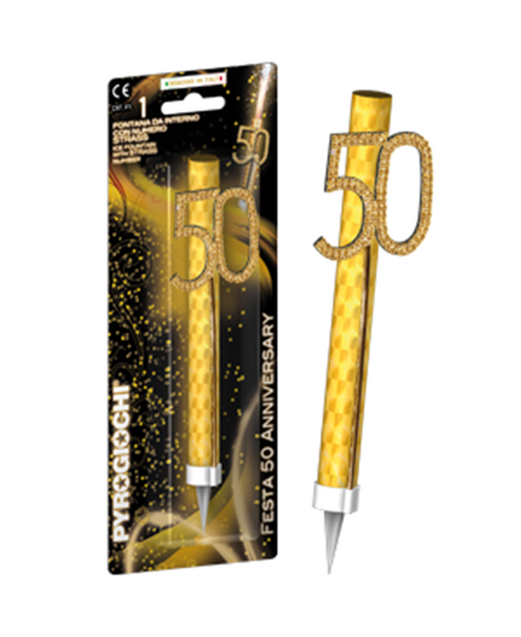 FONTANA COMPLEANNO CON STRASS ARGENTO ORO