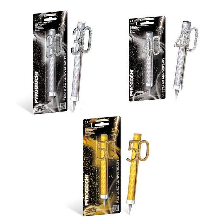 FONTANA COMPLEANNO CON STRASS ARGENTO ORO